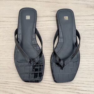 Toteme Black Croc-Embossed Women's Sandals